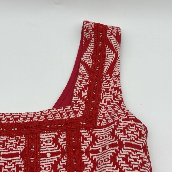 Anthropologie Maeve Emma Women's Size 6 Red Crochet Bandana Swing Mini Dress - Picture 3 of 9